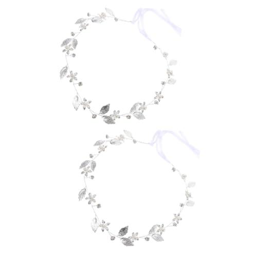 FRCOLOR 2 Stück Blatt Stirnband Perlen Kopfschmuck Brautjungfern Haarband Haarranken Stirnband Braut Stirnband Hochzeits Tiara Damen Stirnbänder Haarranken Für Bräute Hochzeit von FRCOLOR