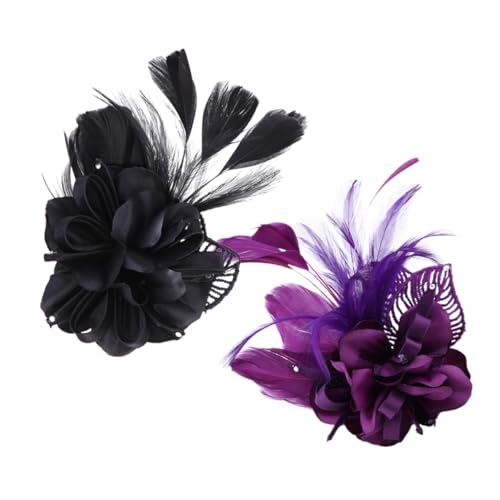 FRCOLOR 2stücke Stoffblumen Brosche Damen Cocktail Fascinator Mantel Brosche Haaraccessoire Für Frauen Kleider von FRCOLOR