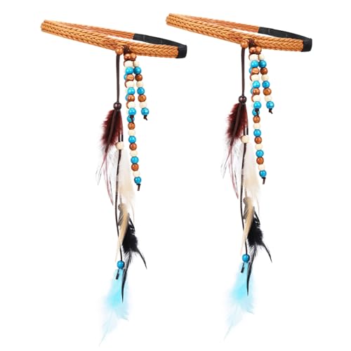 FRCOLOR 2 Stück Bohemian Haar Accessoires Dekoratives Feder Stirnband Kopfschmuck Zopfhaar Cosplay Elastisches Stirnband Für Damen Elastisch Modisch Schal Kleidung Zum von FRCOLOR