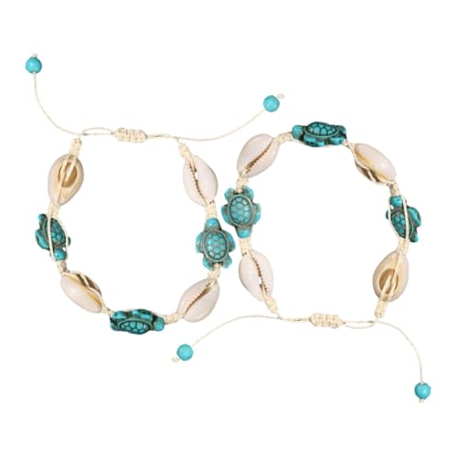 FRCOLOR 2 Stück Boho Muschelarmband und Fußkette mit Schildkrötenmotiv Vielseitiges Strand Urlaubsschmuck accessoire Verstellbar Sommerliches Design für Damen von FRCOLOR