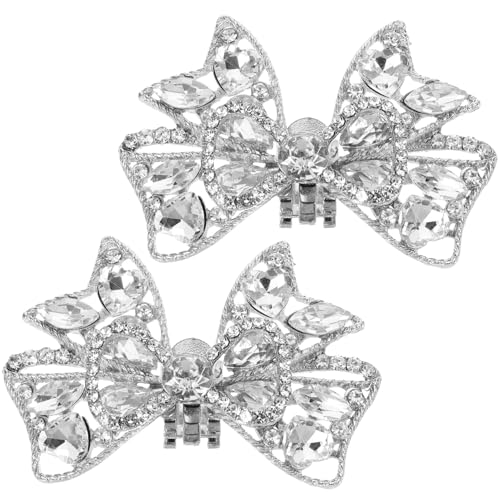 FRCOLOR 2 Stück Braut Schuhclips Abnehmbare Glitzer Schuhspangen mit Schleife Eleganter Schuh Schmuck für High Heels Damen Hochzeit Dekorative Schuhdekoration Zubehör von FRCOLOR