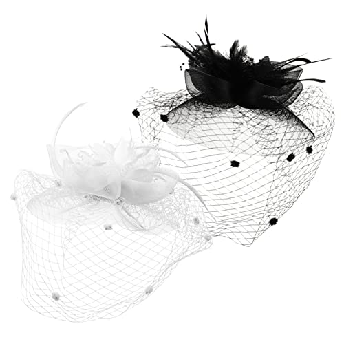 FRCOLOR 2 Stück Brautkopfschmuck Haarclip Für Hühner Clips Brauthaarclip Zubehör Party Hochzeit Haarschmuck Bankettkopfschmuck Frauen Kopfschmuck Frauenhutclip Gittergewebe von FRCOLOR