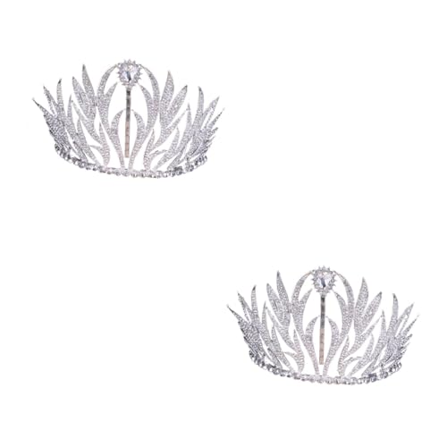 FRCOLOR 2 Stück Brautkrone Damen Stirnbänder Prinzessin Accessoires Hochzeit Haarschmuck Für Frauen Die Krone Damen Haarschmuck Haarschmuck Für Frauen Hochzeitskrone Mädchenkrone Silber von FRCOLOR