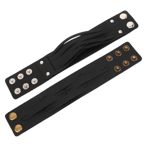 FRCOLOR 2stücke Pu- -armband Für Herren Im Vintage-punk-stil Mit Nieten Verstellbar Für Alltag Und Partys Bequeme Und Langlebiges Material von FRCOLOR