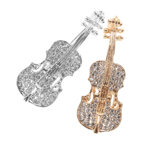 FRCOLOR 2 Stück Broschen Violine mit Strass Damen Kleidung Anstecknadeln Schmuck Revers Pins für Kleider Schals Hüte Vielseitige Accessoires von FRCOLOR