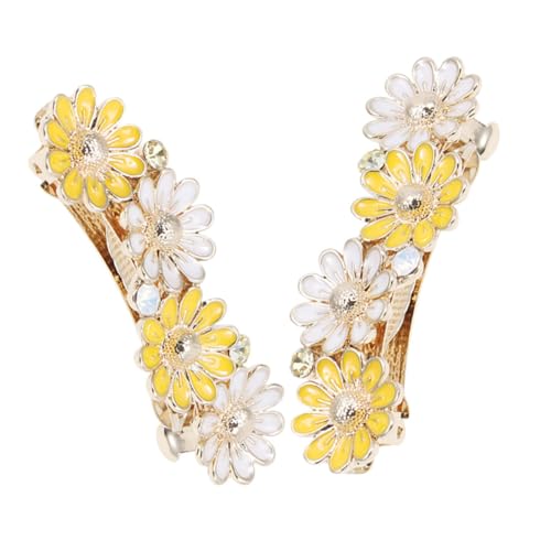 FRCOLOR 2 Stück Daisy Flower Spring Clip Sommer-haarnadelkurve Haarnadel Mit Blumendekoration Kleine Federspangen Federclip Haarnadel Diy Blumenhaarnadel Legierung Yellow von FRCOLOR