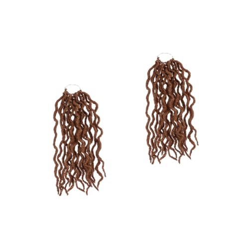 FRCOLOR 2 Stück Damen Geflochtene Perücke Gehäkelte Zopfperücke Kunsthaar Gehäkelte Knotenlose Perücke Faux Locs Erweiterungen Häkelperücke Dekoration Häkelzöpfe Perücke von FRCOLOR