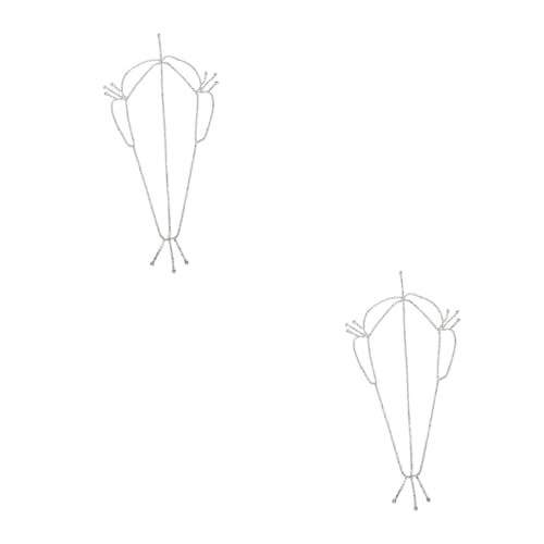 FRCOLOR 2 Stück Damen Kopfkette Schmuck Hochzeit Ornamente Haar Accessoire Für Frauen Haarkette Schmuck Strass Kette Perlen Kopfschmuck Strass Kopfkette Tiara Silber von FRCOLOR