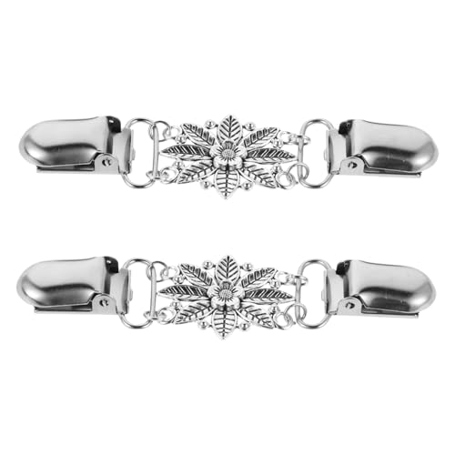 FRCOLOR 2 Stück Damen Schal Clips Vintage Blumen Design aus Robustem Zinklegierung Elegante Broschen für Pullover Hemd Kleid und Cardigan Modische Kragenhalter für Frauen und Mädchen von FRCOLOR