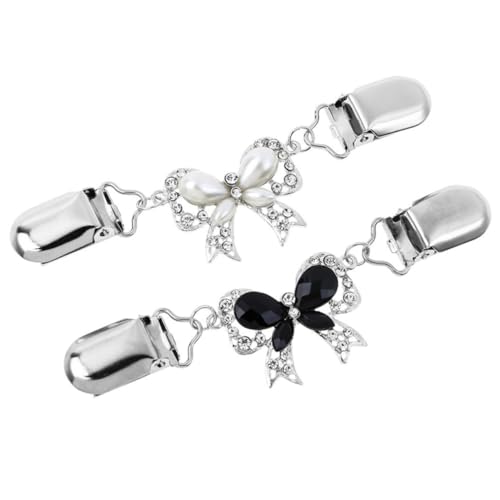 FRCOLOR 2 Stück Dekorative Kragenclips Schal Broschen für Pullover Cardigans und Kleider Vielseitig Einsetzbar Schwarz und Weiß von FRCOLOR