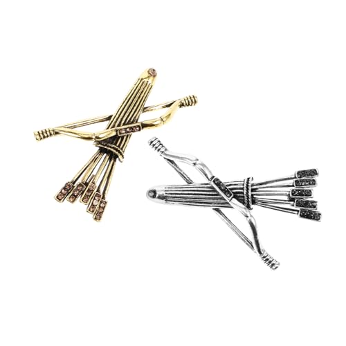 FRCOLOR 2 Stück Delikate Herren Brosche Barocker Stil Metalllegierung Anstecknadeln für Anzug und Pullover Leichte Langlebige Kleidungsschmuck Accessoires in Antik Silber und Gold von FRCOLOR