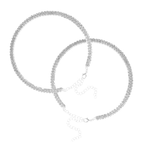 FRCOLOR 2stücke Doppelschichtige Halskette Mit Kristallsteinen Für Damen Funkelnder Strassschmuck Verstellbare Tenniskette Als Für Brautjungfern Und Weihnachten von FRCOLOR
