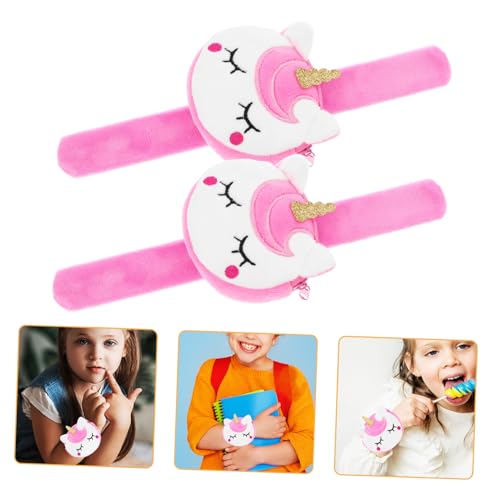 FRCOLOR 2 Stück Einhorn Snap Armband Weiß Slap Bracelet mit Münzfach Kleine Geldbörse für Mädchen Jungen Party Mitgebsel Schulanfang Geschenk Wristband von FRCOLOR