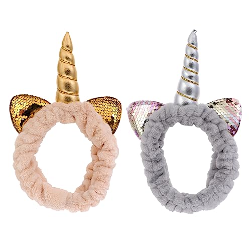 FRCOLOR 2stücke Einhorn Glitzer Haarband Für Halloween Und Weihnachten Haarschmuck Mit Silbernen Und Goldenen Ohren Für Partys Und Alltagsgebrauch von FRCOLOR