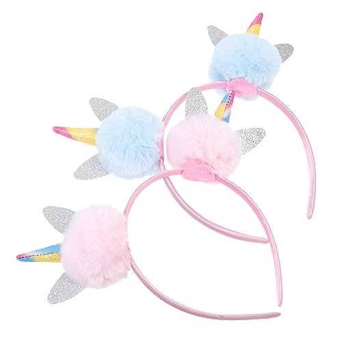 FRCOLOR 2st Einhorn Stirnband Mädchen Einhorn Haarreifen Fotokabinen-kostüm-requisite Einhorn-gastgeschenke Festliches Haarband Krippenkostüme Für Kinder Kleine Blitz Plüschstoffe Zubehör von FRCOLOR