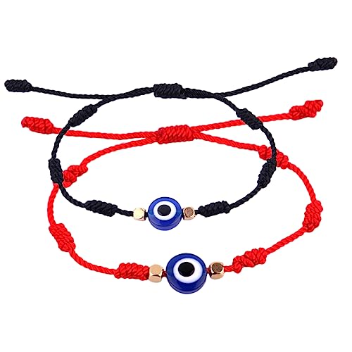 FRCOLOR 2 Stück Einstellbare Böser Auge Armbänder Handgefertigt Geflochtene Freundschaftsarmbänder aus und Schwarzem Faden Minimalistischer Schmuck für Damen und Herren Geschenkidee von FRCOLOR