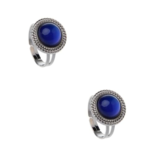 FRCOLOR 2 Stück Einstellbarer Farbwechselring für Damen Herren Emotion Ring Hochwertigem Material Körpertemperatur Erkennt die Ändert Perfektes für Besondere Anlässe von FRCOLOR