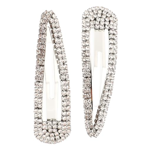 FRCOLOR 2 Stück Elegante Strass Haarspangen Metall Wassertröpfchen Design Glitzernde Haarklammern Damen Haarschmuck für Hochzeit Geburtstag Party und Alltag von FRCOLOR
