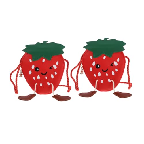 FRCOLOR 2stücke Erdbeer-umhängetasche Für Kleine Mädchen Kleine Schulterhandtasche Aus Pu Erdbeerform-Tasche Vielseitige Aufbewahrungsmöglichkeit Für Junge Mädchen Leichtes Design Mit von FRCOLOR