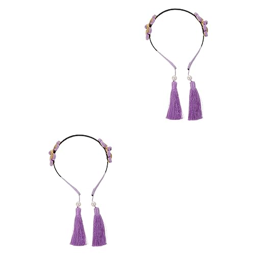 FRCOLOR 2 Stk Stirnband Im Ethno-stil Weihnachtsschleifen Kopfschmuck Kinder Haarreifen Kopfschmuck Für Kinder Winterstirnband Für Mädchen Die Blumen Stoff Kleine Kopf Kette Violett von FRCOLOR