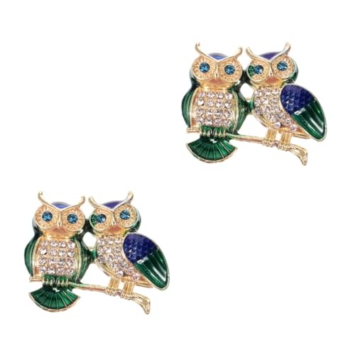 FRCOLOR 2 Stück Eulenform Brosche mit Brustnadel für Frauen Modisches Accessoire für Hochzeiten Partys Goldfarbenes Design von FRCOLOR