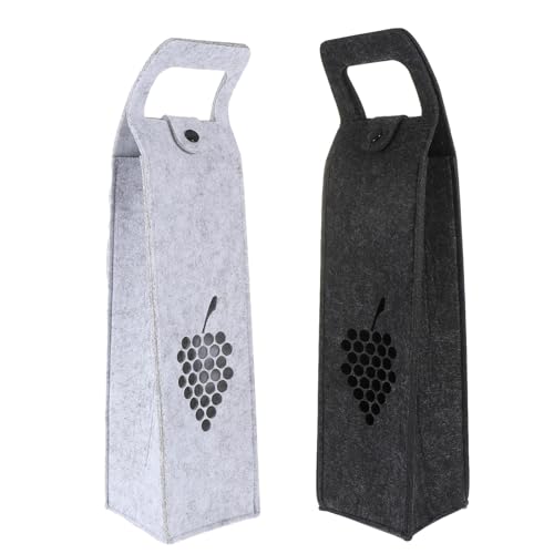 FRCOLOR 2 Stück Filz weintasche Tragbare Flaschenverpackung Einzeln für Weinflaschen Leicht Graue und Dunkelgraue Filzmaterialien Atmungsaktiv Strapazierfähig als Geschenk Partytasche von FRCOLOR