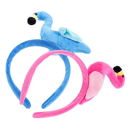 FRCOLOR 2st Flamingo-stirnband Plüsch-tier-stirnband Flamingo-kopf-bopper Kopfschmuck Zum Geburtstag Tierischer Kopfschmuck Luau-gastgeschenke Spa-stirnband Haar Plüschkopf Stoff Fräulein von FRCOLOR