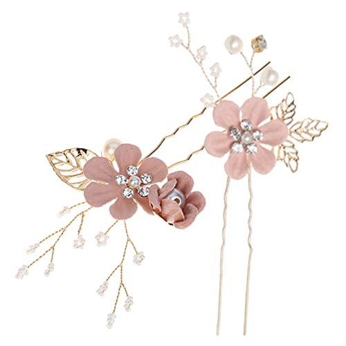 FRCOLOR 2st Haarspangen Französische Haarnadel Haarschmuck Haarspange Blumenhaar Damen Stirnbänder Haar Mit Blumenstrass Haarperlen Haare Für Brötchen Kamm Stoff Braut Hochzeit von FRCOLOR