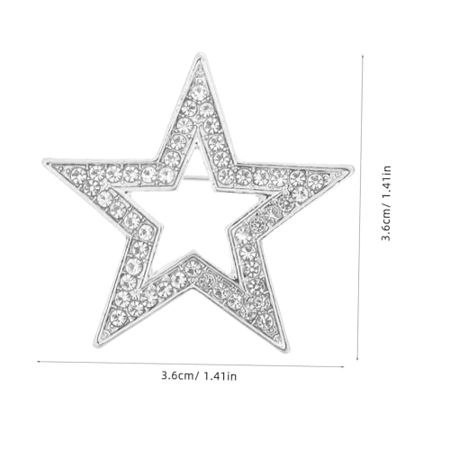 FRCOLOR 2 Stück Fünfzackiger Stern Brosche Pin Glänzende Strass Anstecknadel Langlebig Poliert Modisches Accessoire für Damen Leicht Tragbar für Kleidung und Anzüge von FRCOLOR