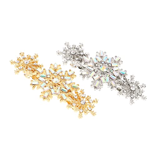 FRCOLOR 2 Stück Für Metall Exquisite Schneeflocken-Clips Damen Festliche Kopfbedeckung Kostüm Hochzeit Winter Strass-Klammer Zubehör Glitzer Damen Heller Kopf Haarnadeln von FRCOLOR