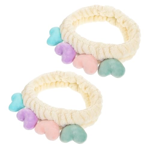 FRCOLOR 2stücke Herz Stirnbänder Elastisches Haarband Tuch Kopfband Für Frauen Mädchen Haar Accessoires Zum Waschen Gesichts von FRCOLOR