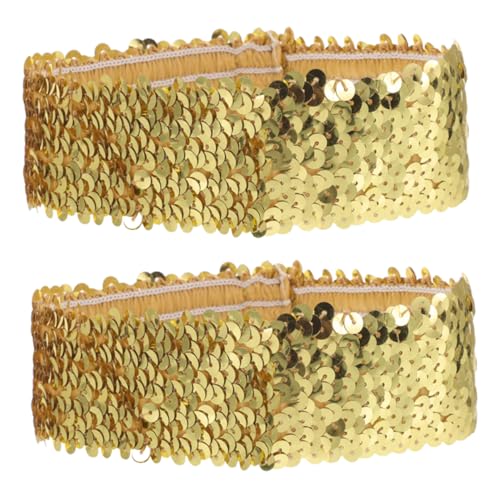 FRCOLOR 2 Stück Glitzernde Elastische Damen Sport Stirnbänder Schweißresistent Rutschfest Modisch mit Pailletten für Yoga Laufen Radfahren und Outdoor Aktivitäten von FRCOLOR