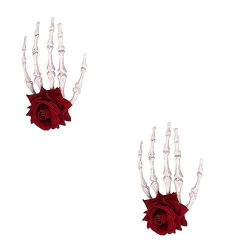 FRCOLOR 2 Stück Gothic Rock Frauen Klaue Mädchen Knochen Horror Haarnadeln Punk Clips Halloween Totenkopf Rose Clip Alligator Cosplay Krallen Haar Mädchen Mit Für Haarnadel Zombie Kopf von FRCOLOR