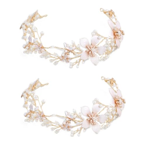 FRCOLOR Haarband Perlen Hochzeit 2 Stück Haarband Für Hochzeit Tiara Haarbänder Braut Kopfbedeckung Hochzeit Kopfbedeckung Stirnband Braut Haarschmuck Braut Haarband Weiß Haarband Hochzeit von FRCOLOR