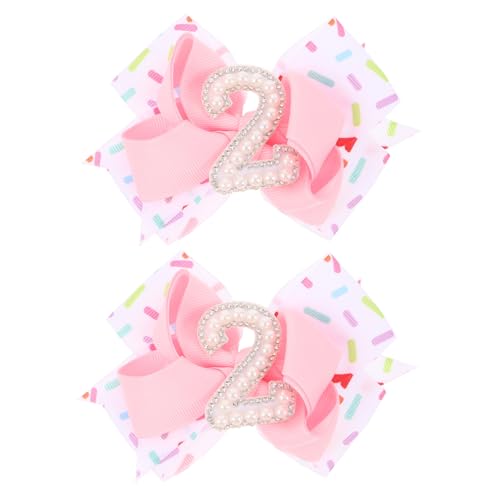 FRCOLOR 2 Stück Haarnadel Haarschleifen Für Mädchen Schleife Geburtstag Haarspange Schleifen Clips Geburtstag Haarschleifen Mädchen Schleifen Clips Haarschmuck Rosa von FRCOLOR