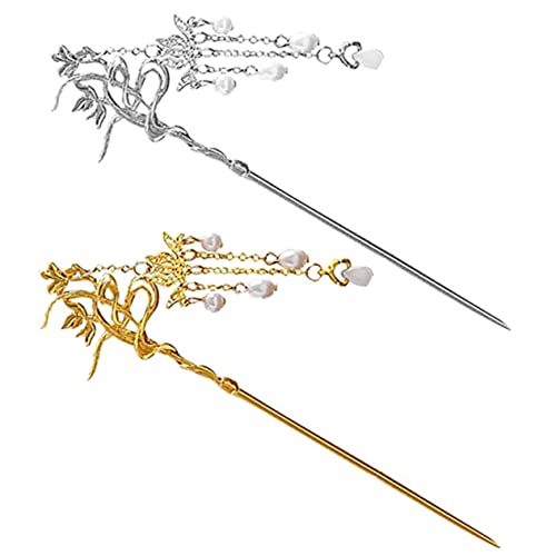 FRCOLOR 2 Stück Haarnadel Zubehör Haarstab Wachs Perlenhaar Goldene Haarspangen Rosen Stirnband Schleifen Für Haarstab Haar Edelsteine Haar Edelsteine Stamper Netzbrötchen von FRCOLOR