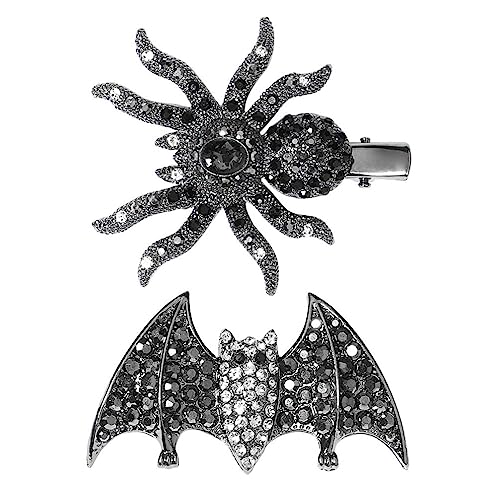 FRCOLOR 2 Stück Haarschmuck Für Frauen Kristall-Haar-Accessoires Gothic-Haar-Accessoires Gefälschte Spinnen-Haarnadel Fledermaus-Haarspange Glitzernde Fledermaus-Haarnadel von FRCOLOR