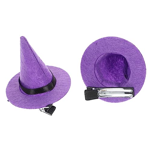 FRCOLOR 2st Halloween-haar-accessoires Mini-zylinder-haarspangen Hexenhut Stirnband Haar Einclipsen Frauen Hexenhut Halloween-baumspitze Violett Die Hexe Cosplay Fräulein Vliesstoff von FRCOLOR