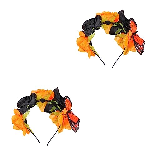 FRCOLOR 2 Stk Halloween-stirnband Halloween-haarband Rosenblüten-haarreifen Halloween-partyzubehör Rose Geblümt Haargummis Für Mädchen Halloween-rose Kleidung Stoff Abschlussball Urlaub von FRCOLOR