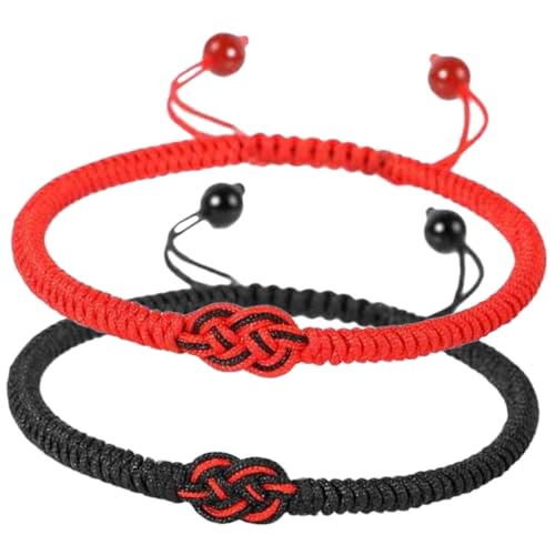 FRCOLOR 2 Stück Handgefertigte Verstellbare Freundschaftsarmbänder Geflochtene Schnurarmbänder Rot und Schwarz für für Verschiedene Anlässe von FRCOLOR