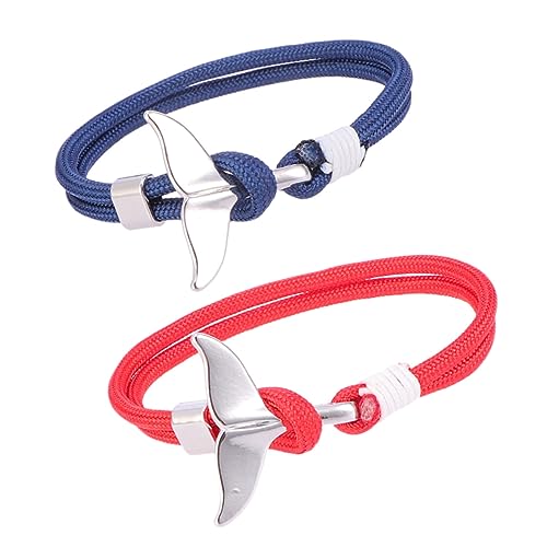 FRCOLOR 2stücke Walschwanz Armband Survival Seil Kette Paracord Armreif Walschwanz Armreif Wickelarmband Mit Metallhaken Für Herren Und Damen von FRCOLOR