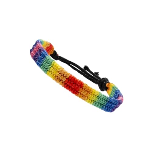 FRCOLOR 2 Stück Handgewebtes Geflochtenes Regenbogen armband Buntes Pride wristband für Homosexuelle Lesbische Freundschaftsbänder Langlebig und Farbenfroh Symbol für Liebe und von FRCOLOR