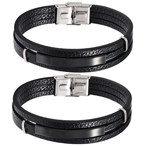 FRCOLOR 2 Stück Herren Armbänder Mehrlagiges Handgelenk Cooles Design für Modebewusste Männer Hip Hop Events von FRCOLOR