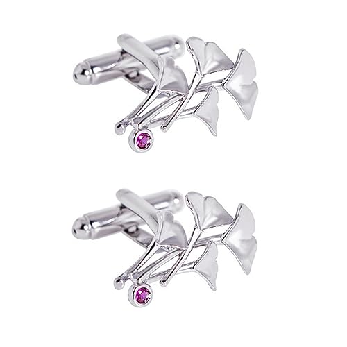 FRCOLOR 2 Stück Herren Manschettenknöpfe Metall Legierung Ginkgo Design Leicht Modisch Für Anzug Hemd Business Hochzeit Party Accessoire von FRCOLOR