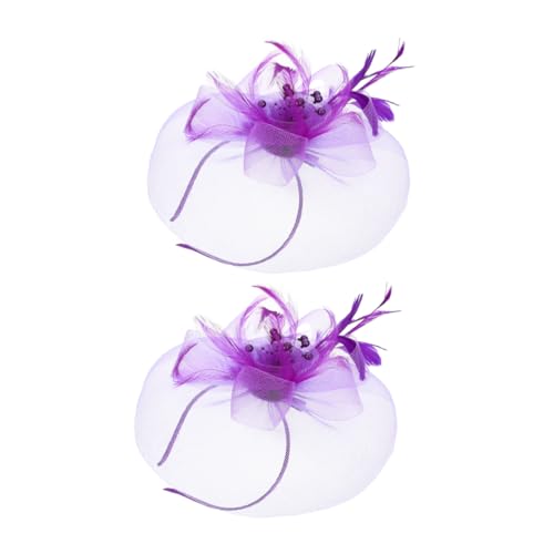 FRCOLOR 2 Stück Hochzeit Fascinator Hut mit Schleier Eleganter Haarschmuck für Damen für Tea Party und Prom Blumen Haarclips und Haarreif von FRCOLOR