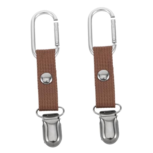 FRCOLOR 2 Stück Karabiner-Hutclip reiseaccessoires Gepäckhuthalter Hutclip für Reisen an Taschenfrauen Hutclip für unterwegs Reisehutclip für Handtaschen Hutclips Zinklegierung Brown von FRCOLOR