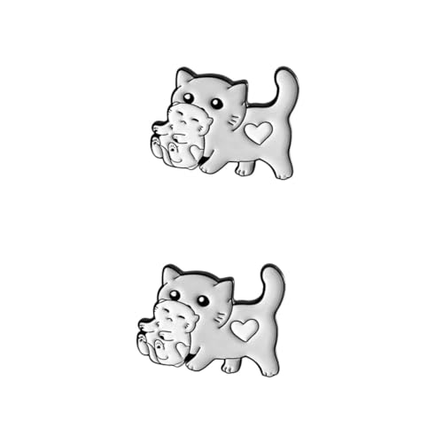 FRCOLOR 2 Stück Katzenbrosche Cartoon Anstecker Legierung Niedlicher Tierbrosche für Jeans Taschen Kreative Dekoration Leicht Langlebig für Modefans von FRCOLOR