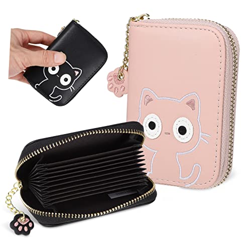 FRCOLOR 2stücke Kleine Geldbörsen Katzenmuster Kartenhalter Pu Geldbörse Mit Reißverschluss Münzgeldbörse Für Damen Und Mädchen von FRCOLOR