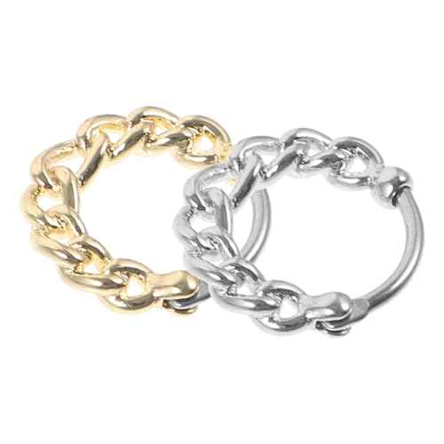 FRCOLOR 2 Stück Kleine Nasenringe aus Stabilem Metall mit Filigranem Hohlmuster und Modischem Kettendetail nicht Durchstochen Eleganter Nasenschmuck für Damen von FRCOLOR