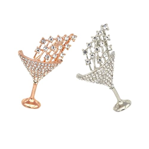 FRCOLOR 2 Stück Kreative Cocktailglas Brosche Strass Schmuck Pin Party Accessoire für Frauen Festival Dekoration Anstecker Modisch Elegant Vielseitig Zufällige Farbe Zufällige Farbe von FRCOLOR